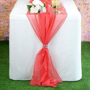 18" W x 180" L Chiffon Table Runner, Coral